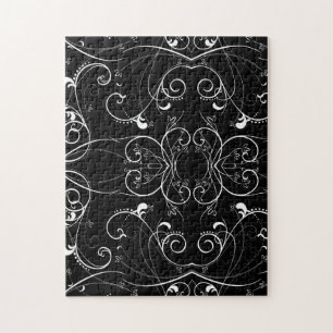 Puzzle Motif Répétitif de Fleurs Délicates en Blanc sur F