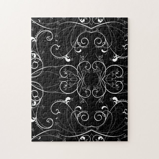 Puzzle Motif Répétitif de Fleurs Délicates en Blanc sur F (Vertical)