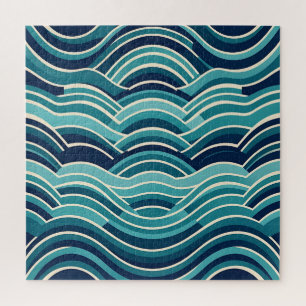 Puzzle Motif répétitif de vagues océaniques géométriques 