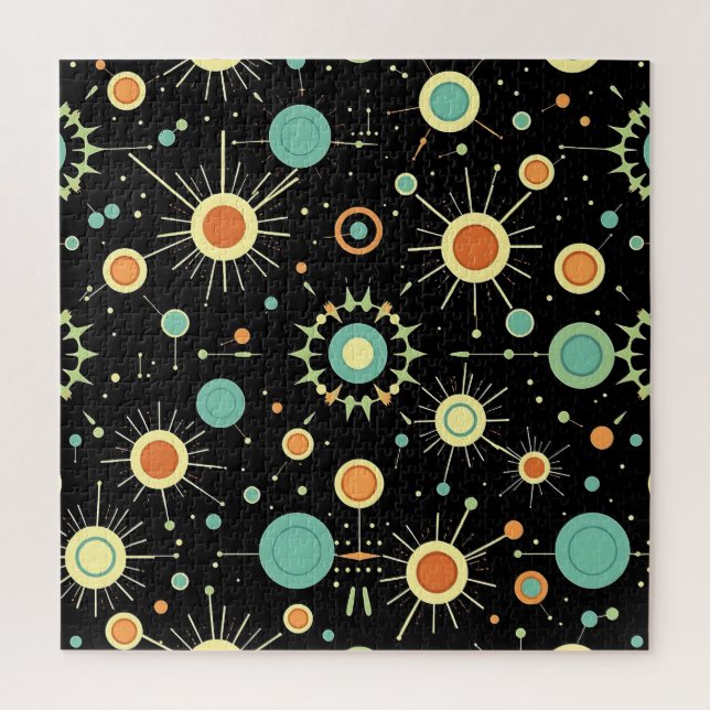 Puzzle Motif Rétro Atomique en Explosion de Style Milieu  (Vertical)