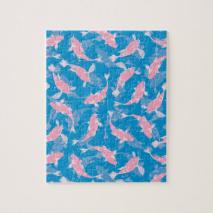 Puzzle Motif rose et bleu - Koi Fish