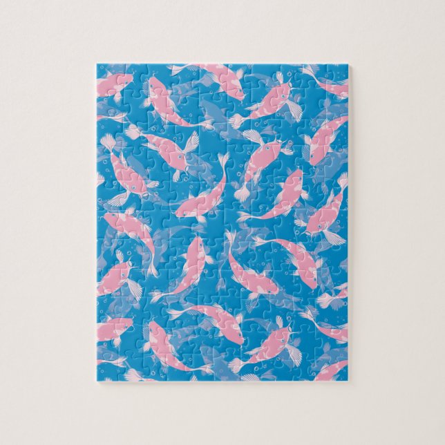 Puzzle Motif rose et bleu - Koi Fish (Vertical)