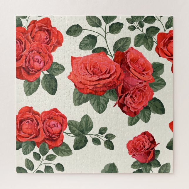 Puzzle Motif rose vintage, design floral. (Vertical)