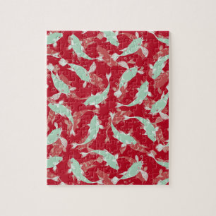 Puzzle Motif rouge et vert - Koi Fish