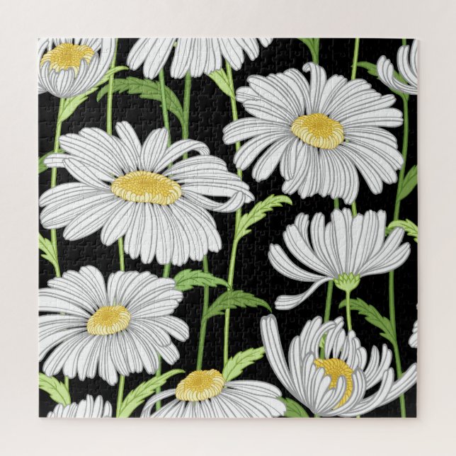 Puzzle Motif sans couture avec des fleurs d'été. (Vertical)