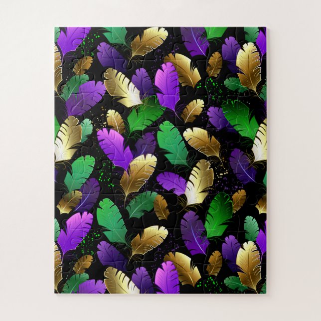 Puzzle Motif sans couture avec des plumes de Mardi Gras (Vertical)