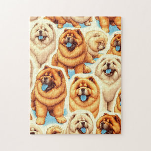 Puzzle Motif sans couture de Chow-Chow Retro