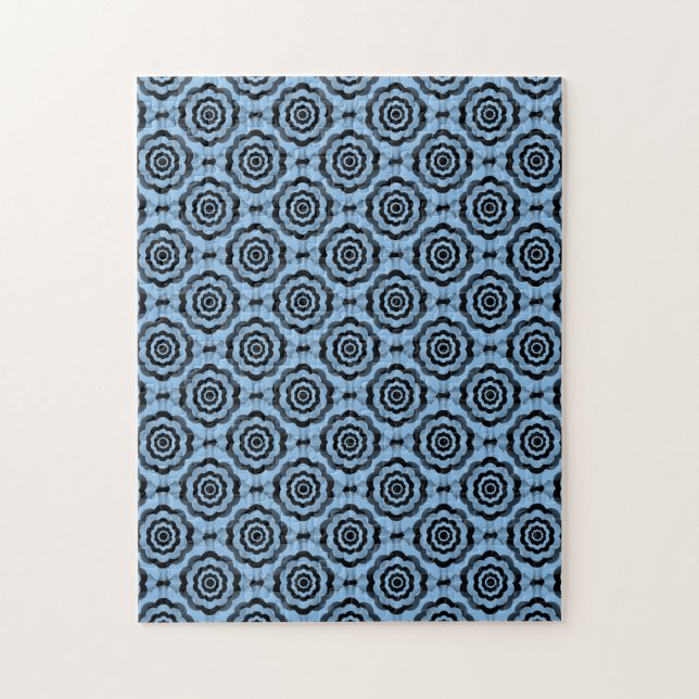 Puzzle Motif sans couture de fleur noir bleu (Vertical)