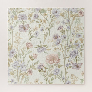 Puzzle Motif sans couture de fleurs sauvages à l'aquarell