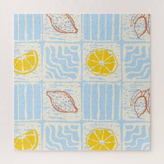 Puzzle Motif sans couture de style amalfi avec des citron (Vertical)