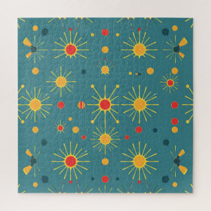 Puzzle Motif sarcelle éclat atomique vintage