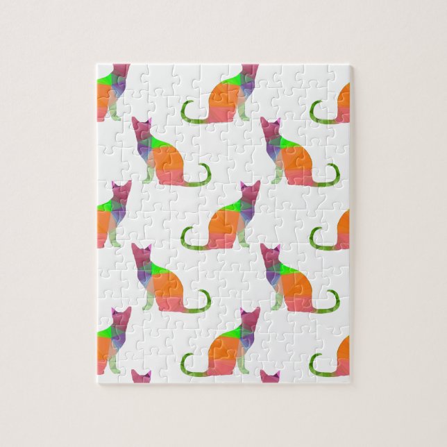 Puzzle Motif Silhouette de chat à basse densité (Vertical)