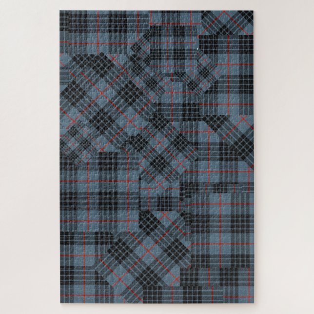 Puzzle Motif Tartan Mackay Bleu (Vertical)