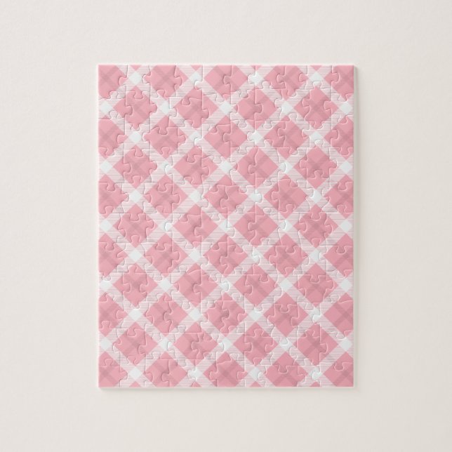 Puzzle Motif Tartan Rose Et Blanc (Vertical)