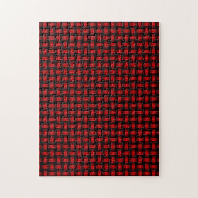 Puzzle Motif Tissé Rouge Noir (Vertical)