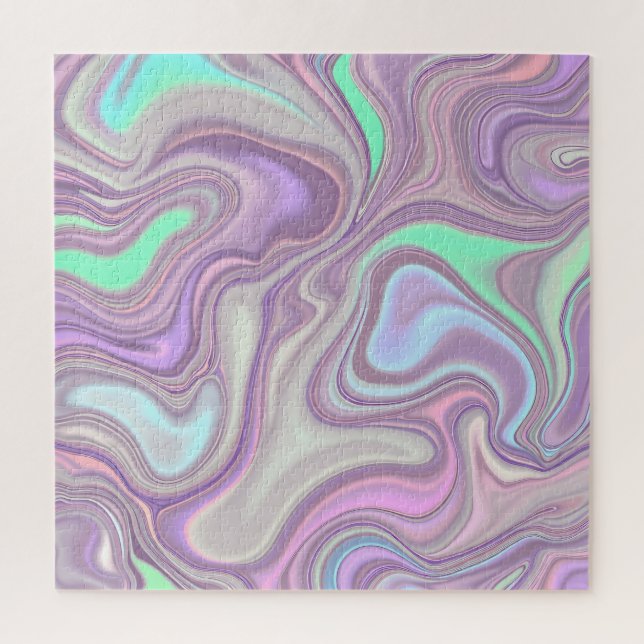 Puzzle Motif Tourbillon de Marbre Violet Pastel (Vertical)