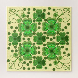 Puzzle Motif Tourbillon & Trèfle Métal Vert Personnalisé