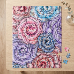 Puzzle Motif tourbillonnant abstrait floral aux lignes co