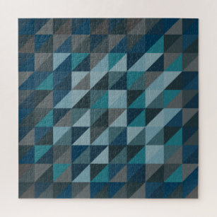 Puzzle Motif triangle géométrique en bleu et gris