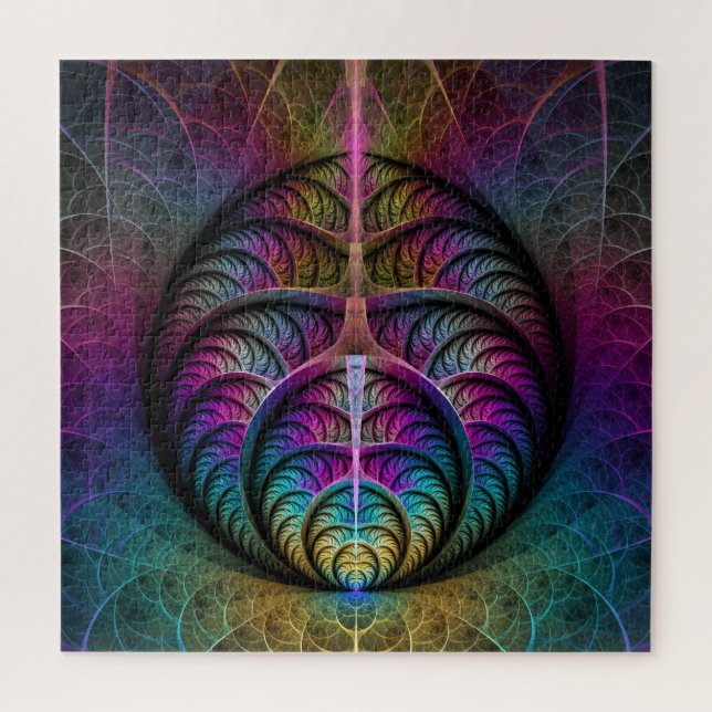 Puzzle Motif tripant coloré abstrait d'art fractal (Vertical)