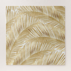Puzzle Motif Tropical de feuille d'or moderne