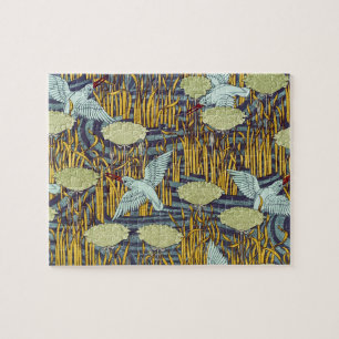Puzzle Motif vintage Art nouveau d'oiseau et de marais