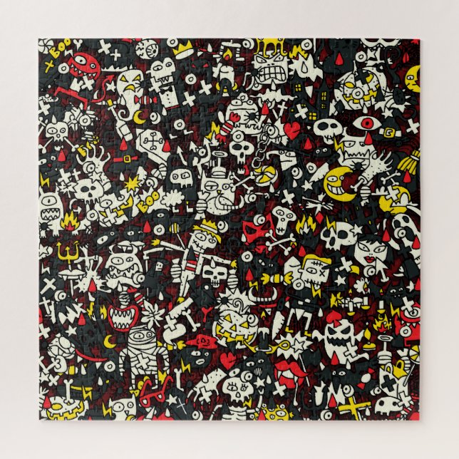 Puzzle Motif Vintage Halloween Mini Doodle (Vertical)