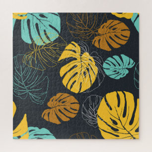 Puzzle Motif Vintage papier peint feuille tropicale