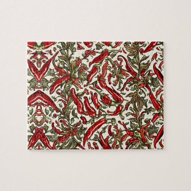 Puzzle Motif Vintage Red Chili Peppers (Horizontal)
