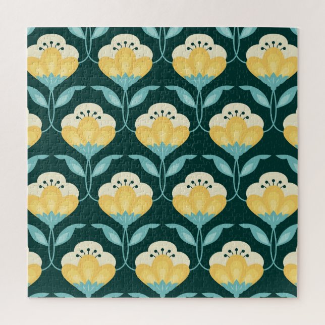 Puzzle Motif Vintage rétro Floral (Vertical)