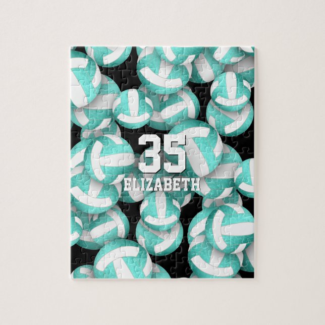 Puzzle Motif volleyballs bleu turquoise (Vertical)