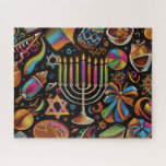 Puzzle Motifs colorés Hanoukka Menorah<br><div class="desc">Motifs colorés Hanoukka Menorah</div>