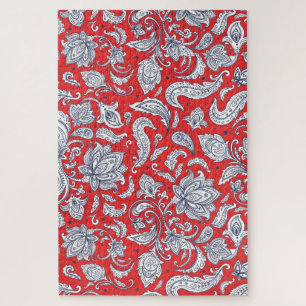 Puzzle Motifs de fleurs vintage rouges mignons