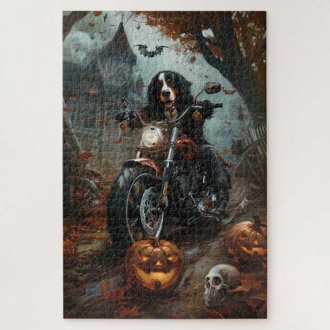 Puzzle Moto bernois d'équitation Halloween effrayant (Vertical)