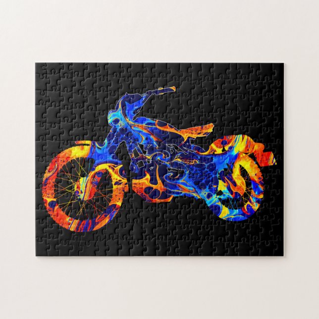 PUZZLE MOTO MÉLANGE COLORÉ PEINTURE NEON  (Horizontal)