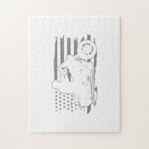 Puzzle Moto Patriotique Vintage American Flag Biker