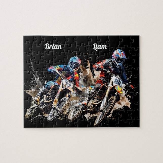 Puzzle Motocross nom personnalisé (Horizontal)