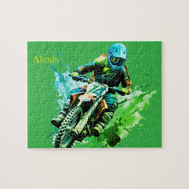 Puzzle Motocross nom personnalisé (Horizontal)