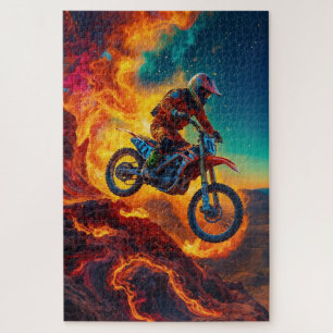 Puzzle Motocross Rider Fuir incendie