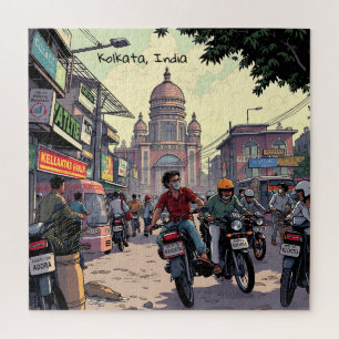 Puzzle Motos du centre-ville à Calcutta, Inde