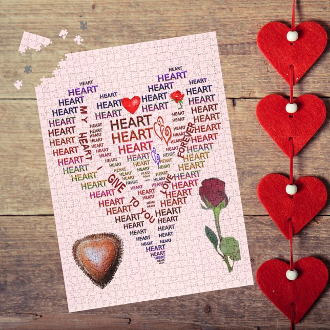 Puzzle Mots de cœur Roses Chocolat Saint-Valentin (Words of Heart Photo Puzzle)