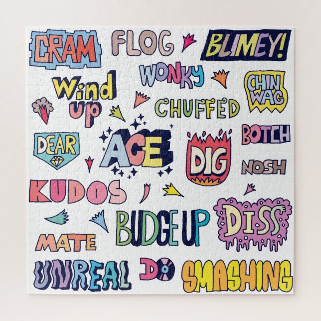 Puzzle Mots en argot anglais, lettres de gribouillis (Vertical)