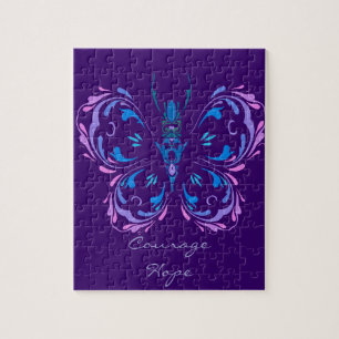 Puzzle Mots Personnalisés Courage Hope Papillon pourpre