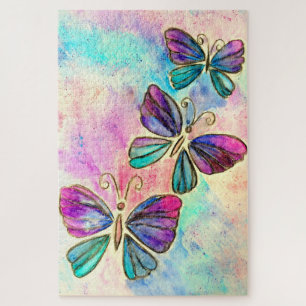 Puzzle Mouches à papillons colorés mignons Volant - Print
