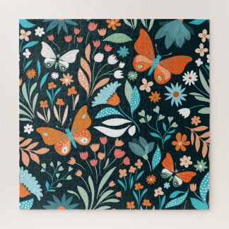 Puzzle Mouches florales et papillons, patte décorative sa