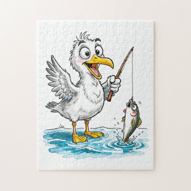Puzzle Mouette pêchant à la canne dans des eaux peu profo (Vertical)