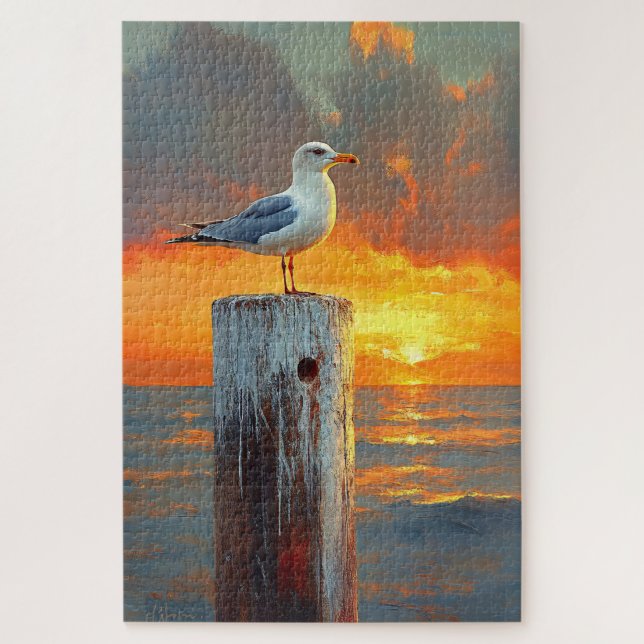 Puzzle Mouette sur un coucher de soleil (Vertical)