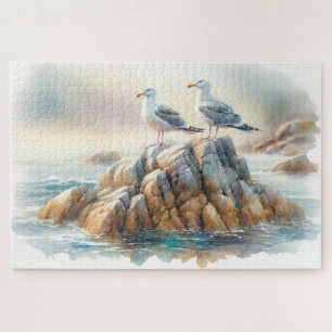 Puzzle Mouettes côtières Aquarelle marine
