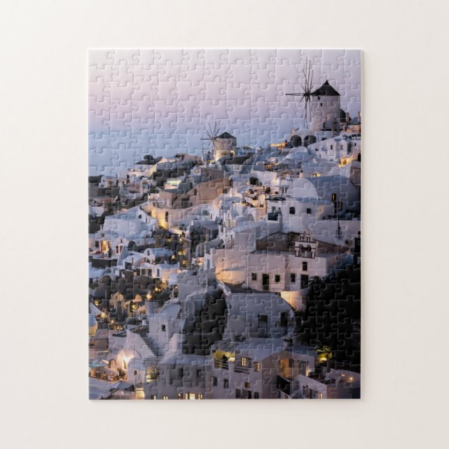 Puzzle Moulin à vent Grèce Santorin Maisons d'été Mer Puz (Vertical)