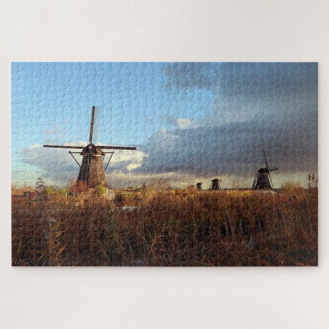 Puzzle Moulin à vent Kinderdijk Pays-Bas Hollande Paysage (Horizontal)